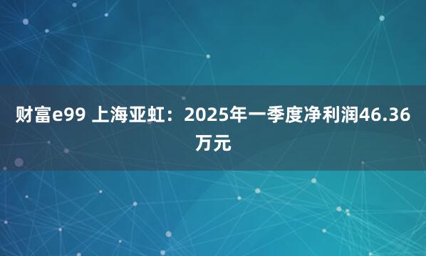 财富e99 上海亚虹：2025年一季度净利润46.36万元